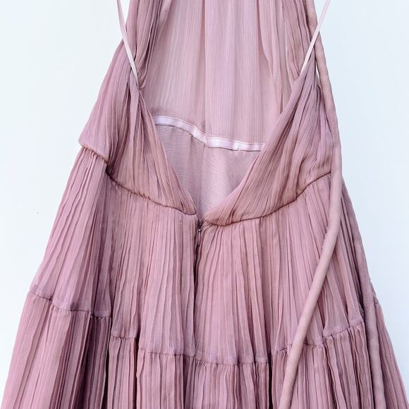 Nasty Gal Pink Chiffon Maxi Dress Tiered Ruffle Backless Gown M Formal Long - Picture 6 of 8